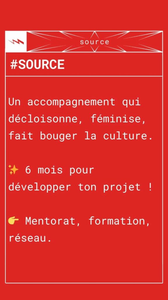 Programme source web Entrepreneuriat féminin dans la culture